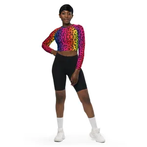 Rainbow Leopard Recycled long-sleeve crop top