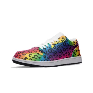 Rainbow Leopard Unisex Low Top Leather Sneakers