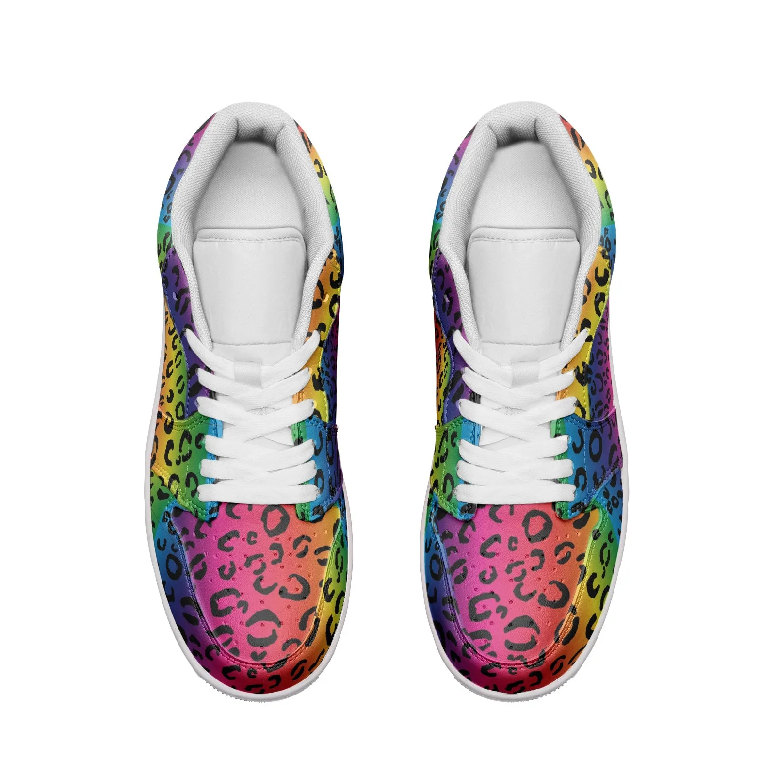 Rainbow Leopard Unisex Low Top Leather Sneakers
