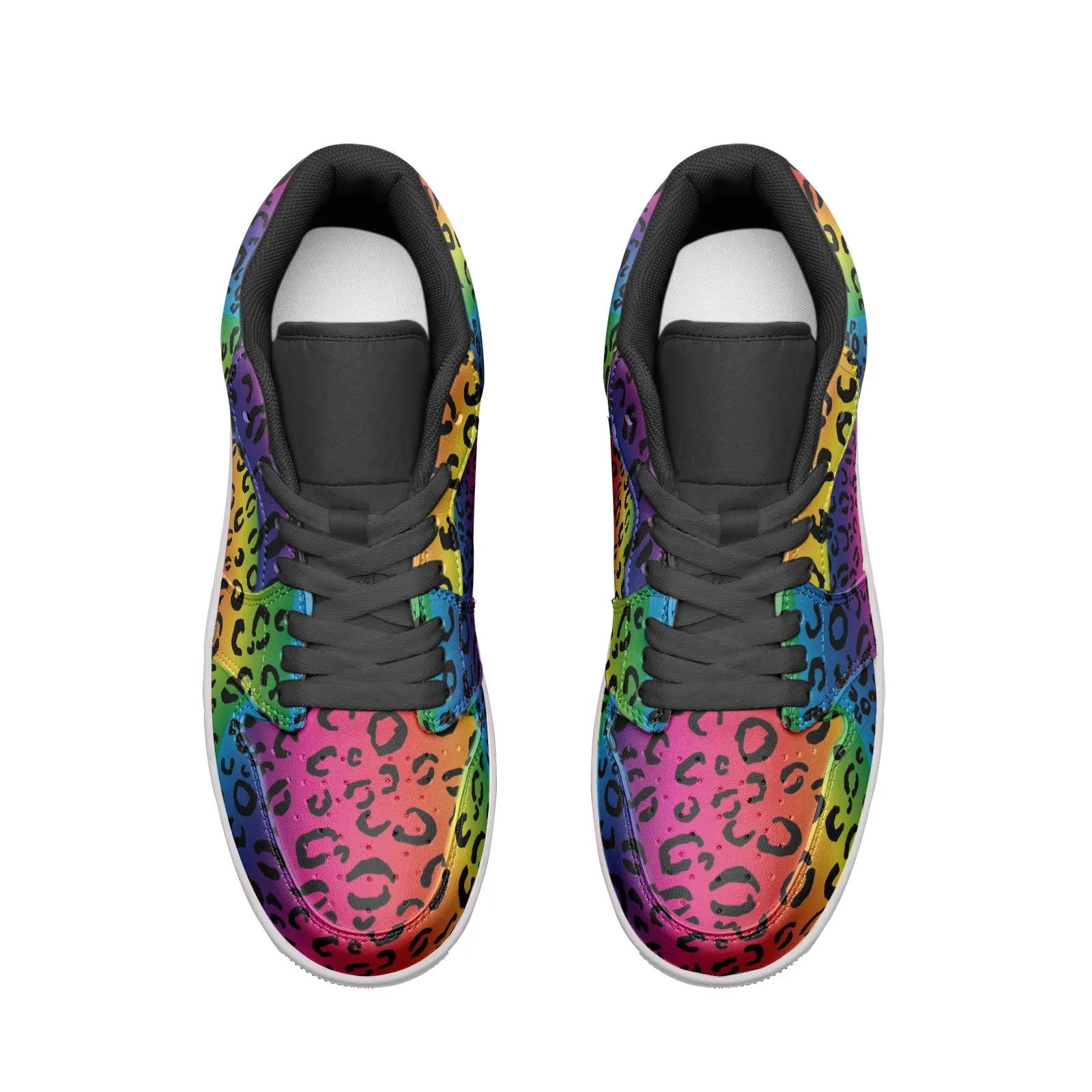 Rainbow Leopard Unisex Low Top Leather Sneakers