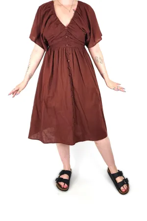 Reverse deep reddy brown cotton dress size medium
