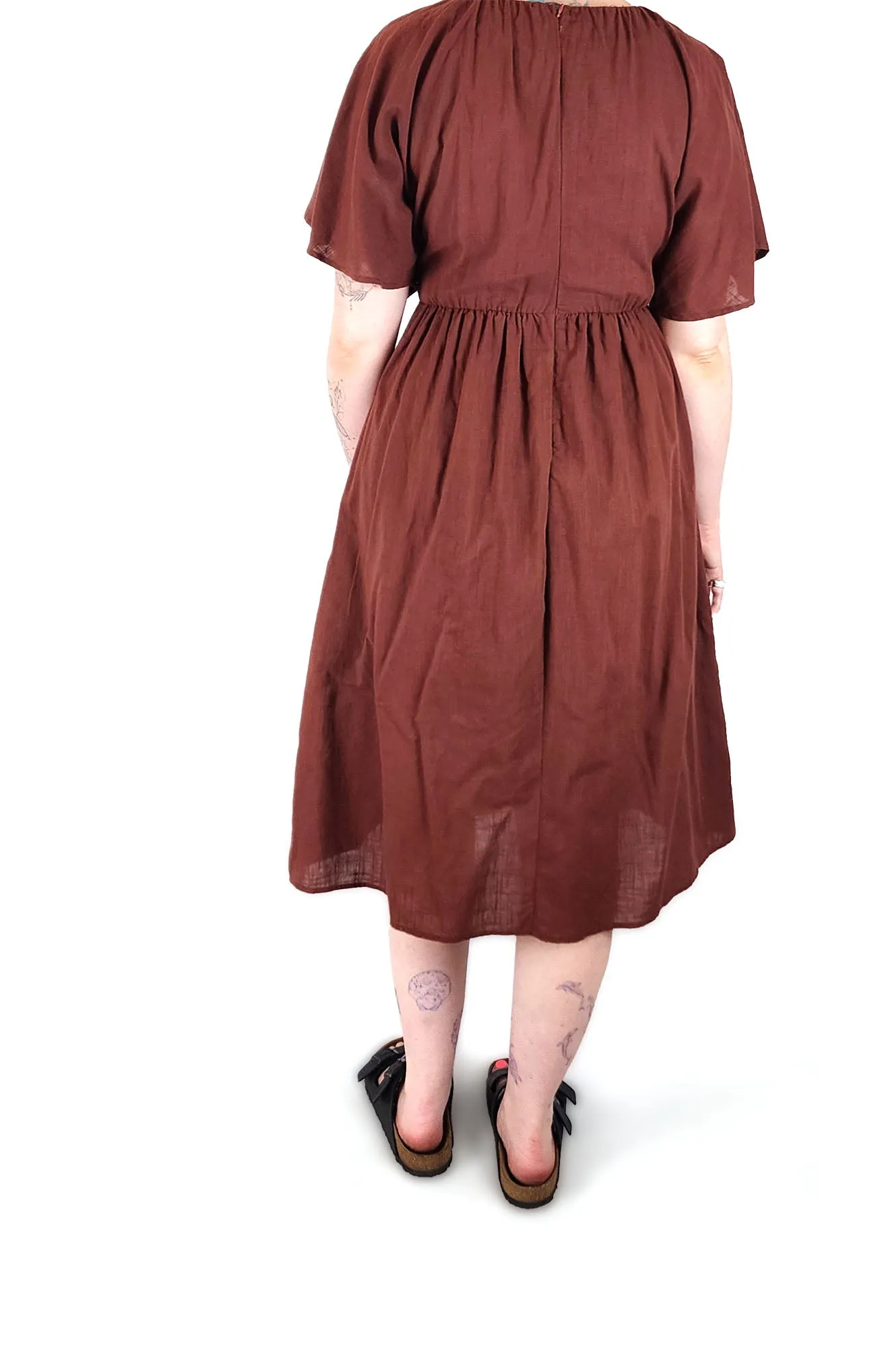 Reverse deep reddy brown cotton dress size medium