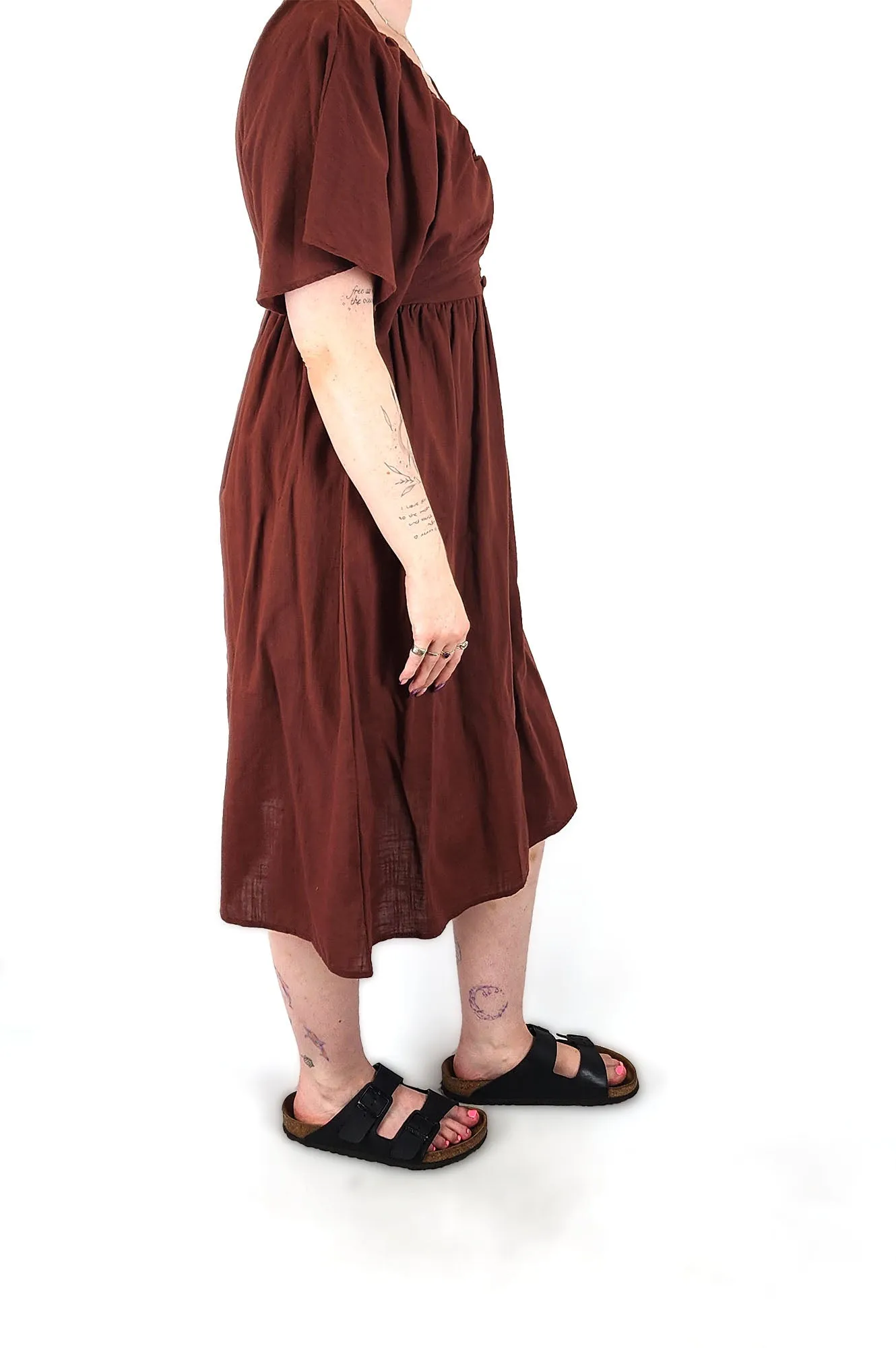 Reverse deep reddy brown cotton dress size medium