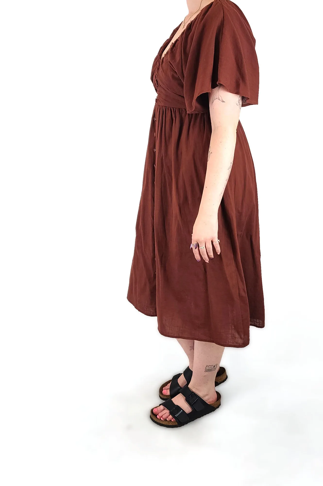 Reverse deep reddy brown cotton dress size medium