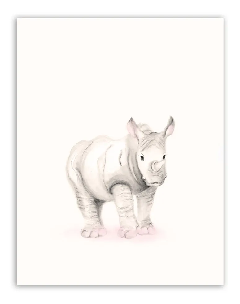 Rhino Nursery Art Print - Sweet Blush