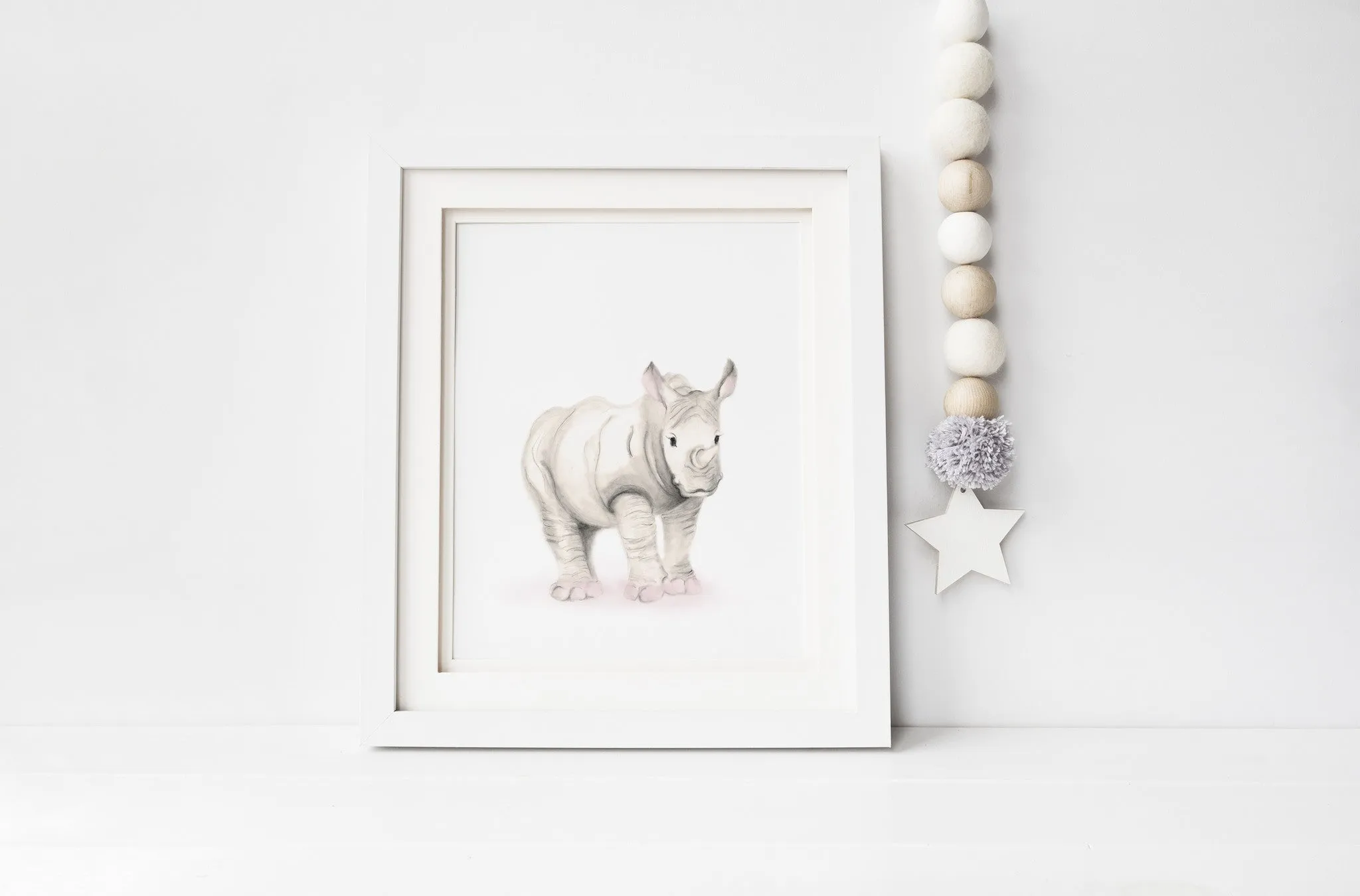 Rhino Nursery Art Print - Sweet Blush