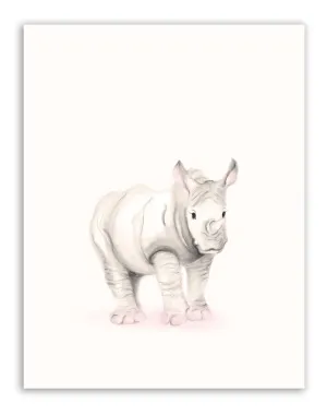 Rhino Nursery Art Print - Sweet Blush