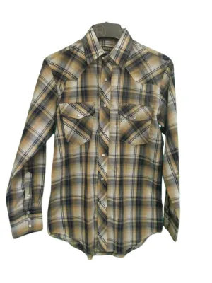 Roper Men's Navy Khaki Plaid Western Shirt
