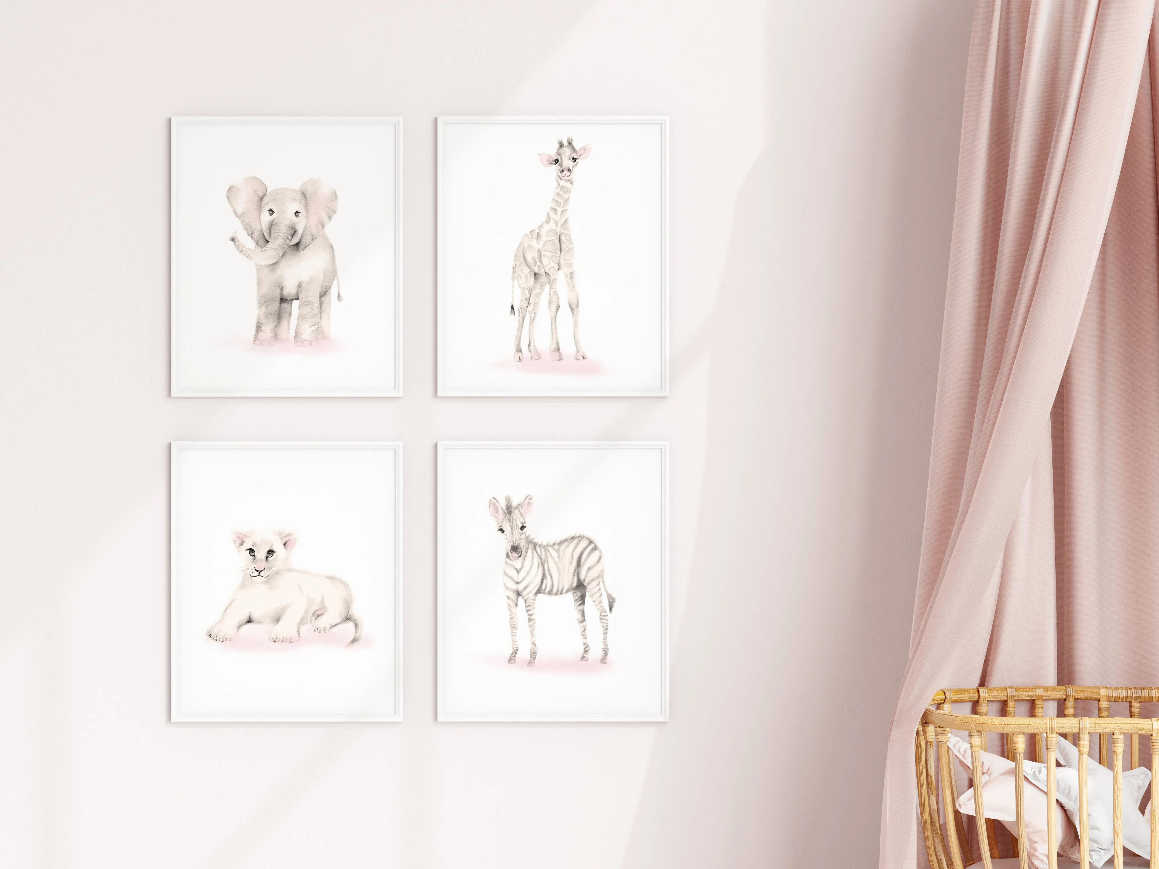 Safari Animal Prints - Set of 4 - Sweet Blush