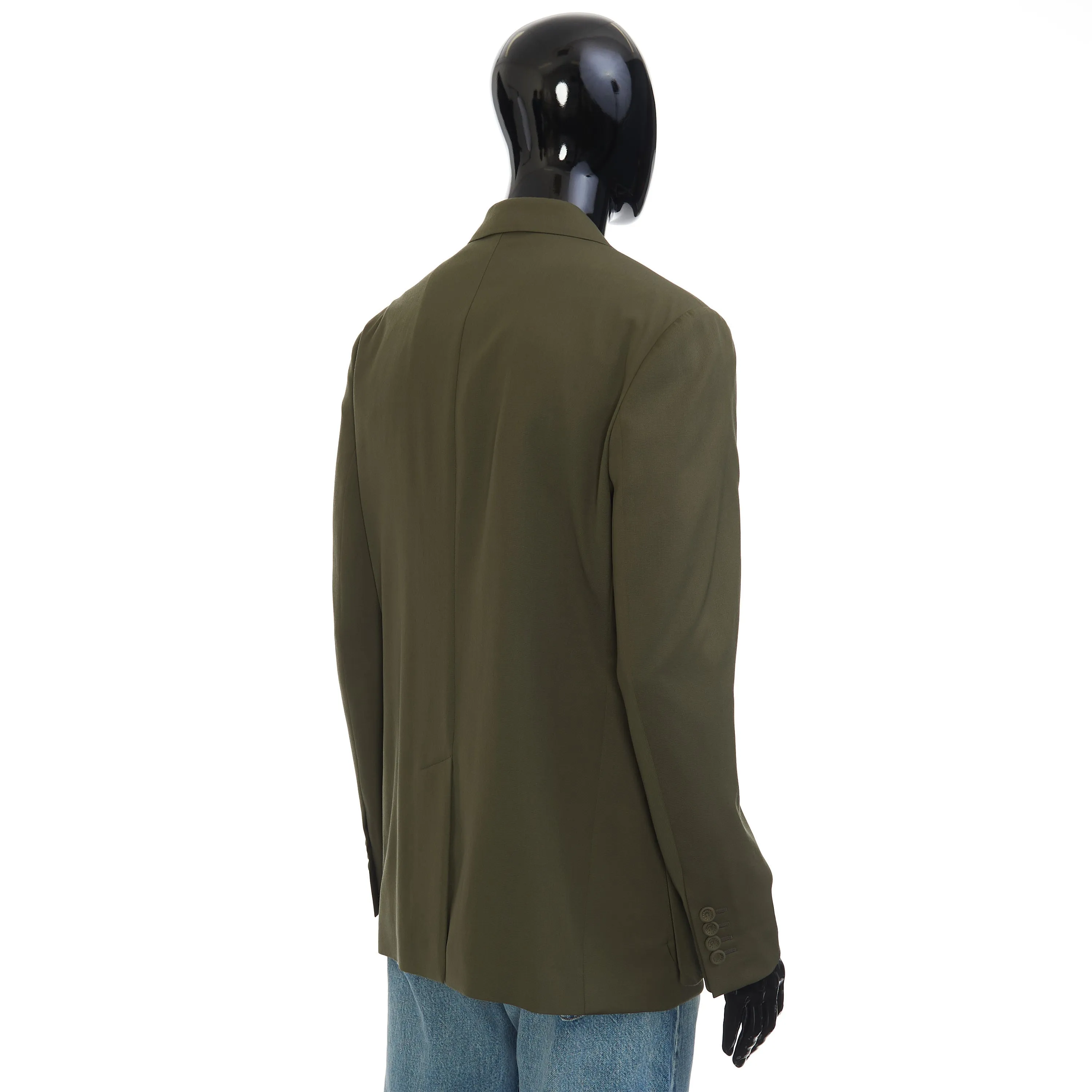 Safari Blazer Jacket In Khaki Green Virgin Wool