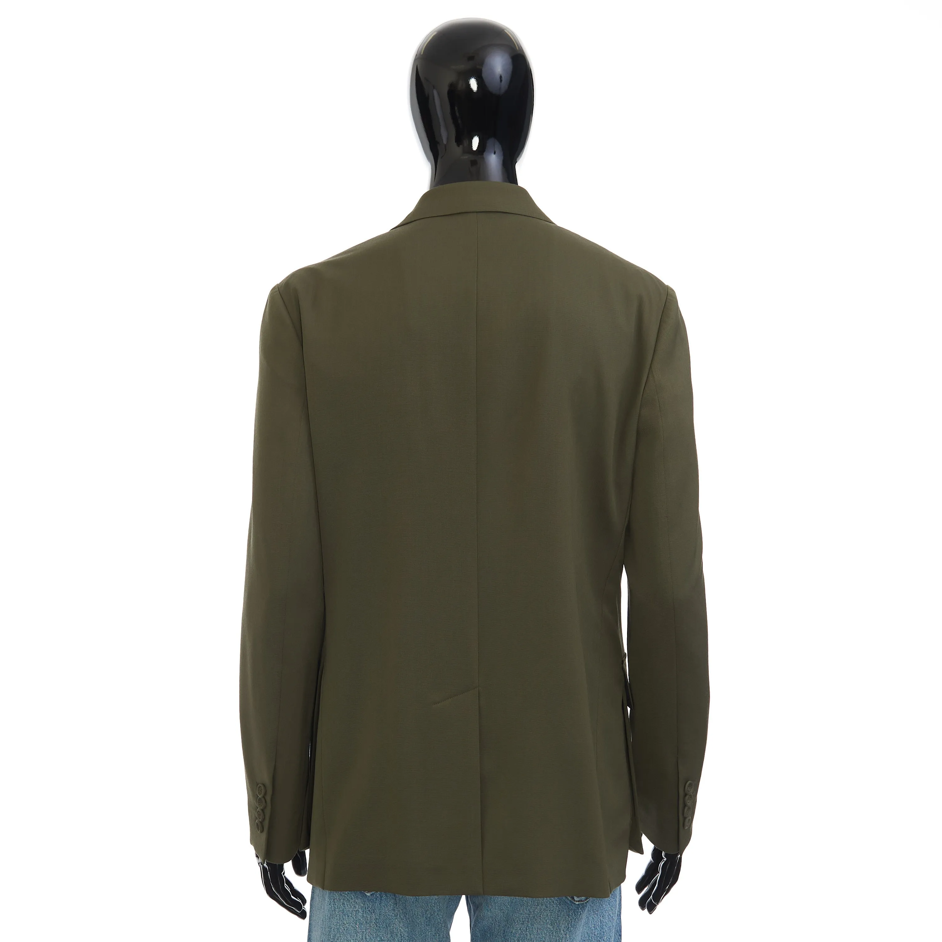 Safari Blazer Jacket In Khaki Green Virgin Wool