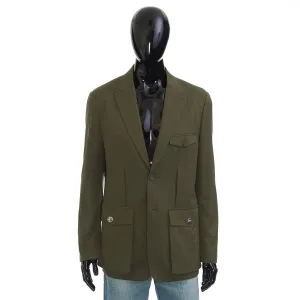 Safari Blazer Jacket In Khaki Green Virgin Wool