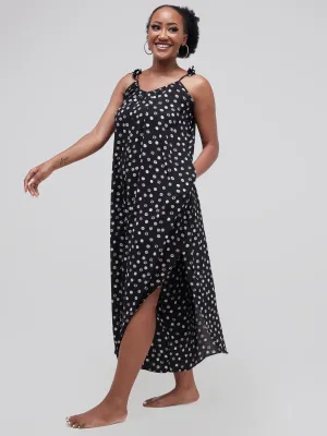 Safari Maisha Strappy Cullote Jumpsuit Coverup - Black / White Print