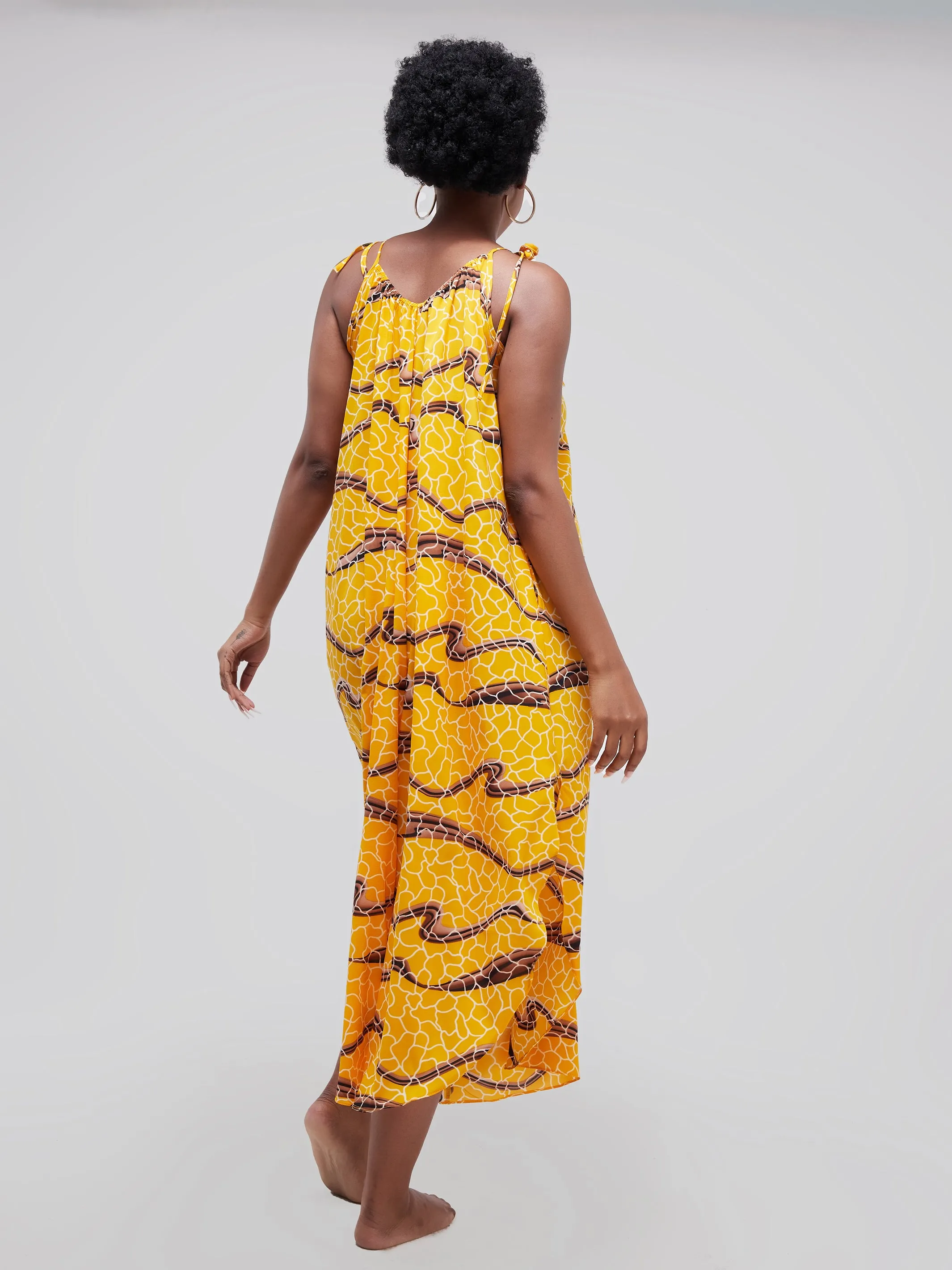 Safari Maisha Strappy Cullote Jumpsuit Coverup - Mustard / Black Print