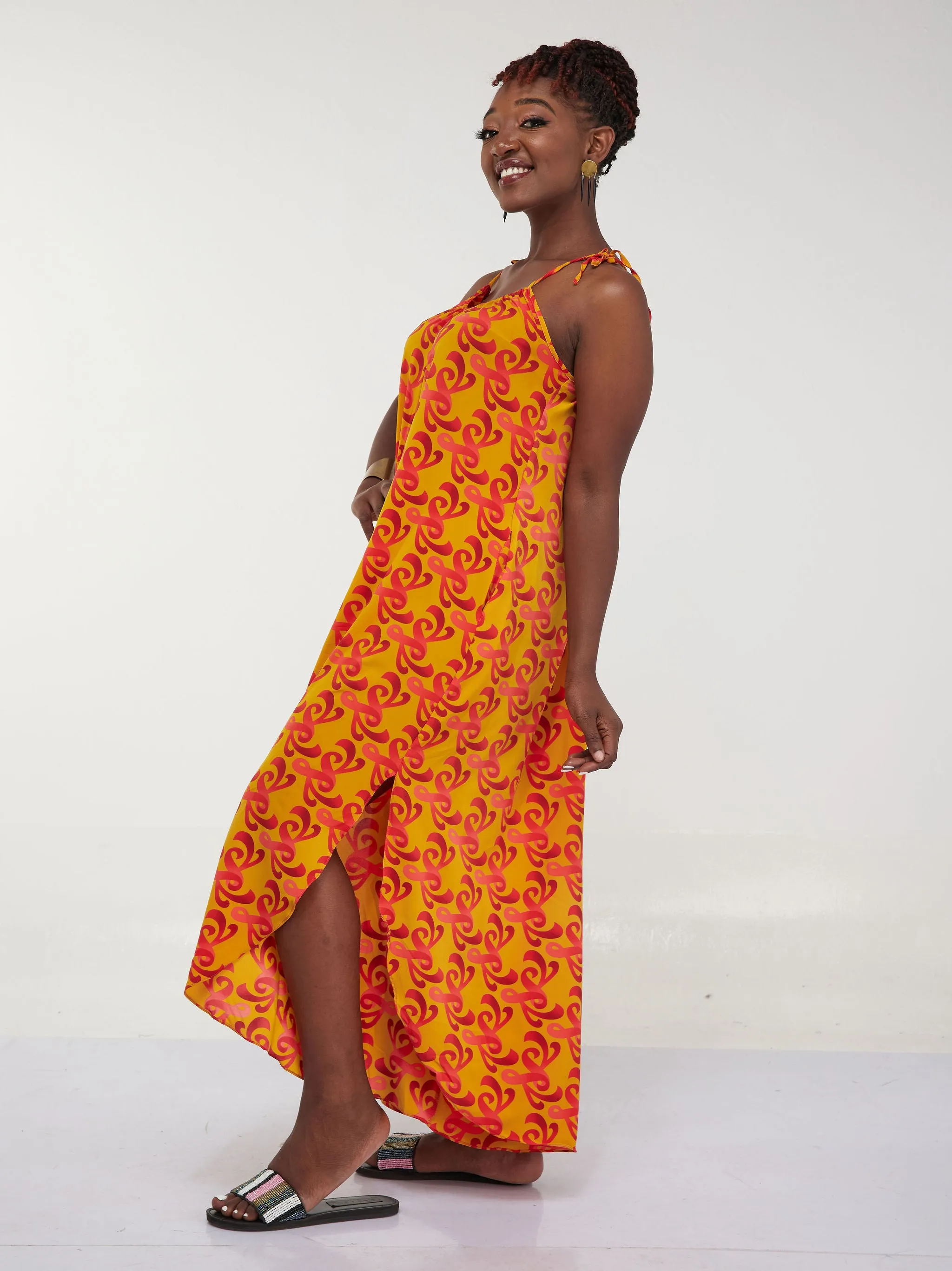 Safari Maisha Strappy Cullote Jumpsuit Coverup - Mustard Print