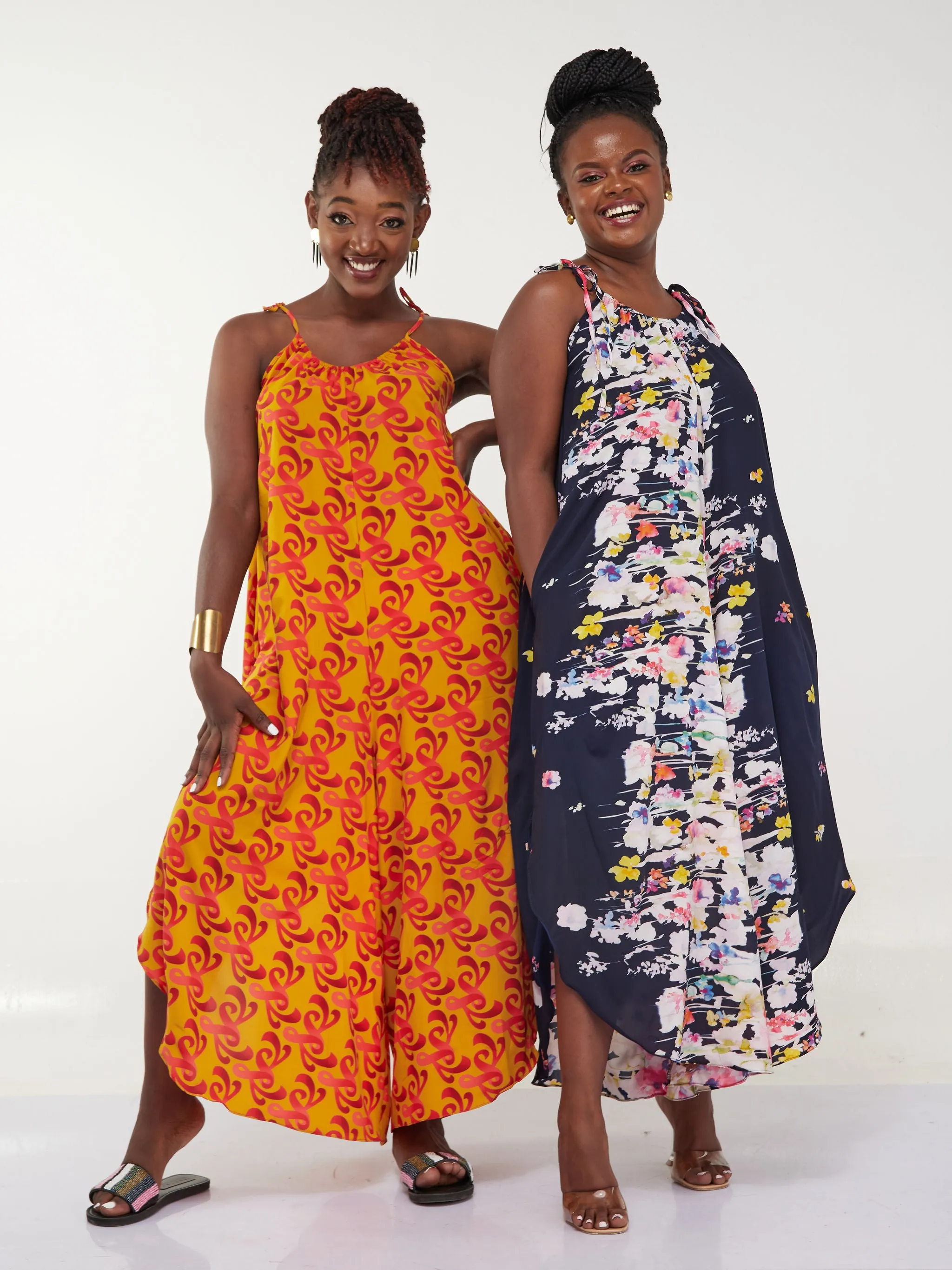 Safari Maisha Strappy Cullote Jumpsuit Coverup - Mustard Print