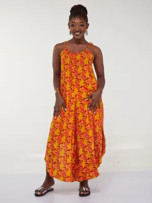 Safari Maisha Strappy Cullote Jumpsuit Coverup - Mustard Print