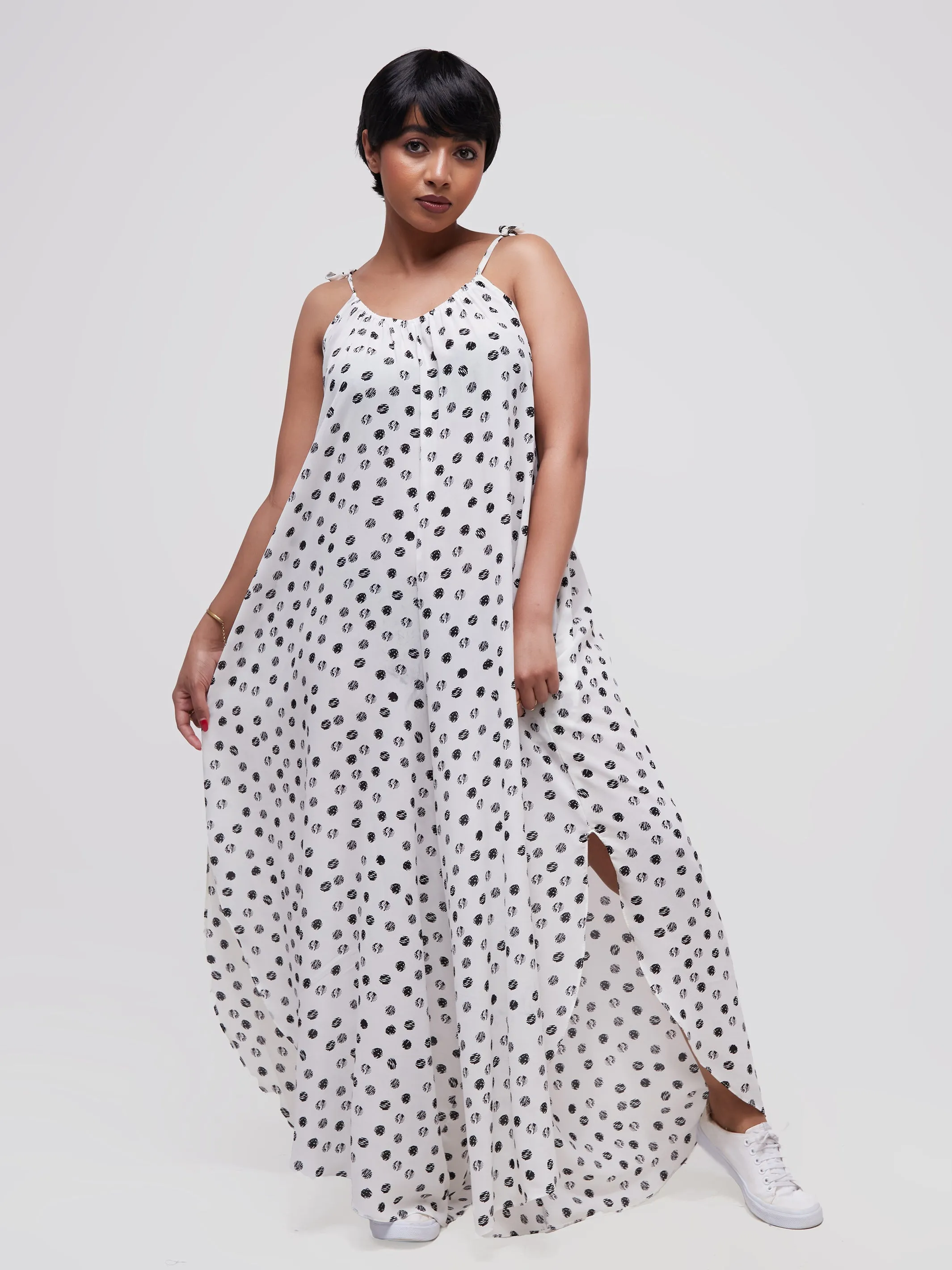 Safari Maisha Strappy Cullote Jumpsuit Coverup - White / Black Print