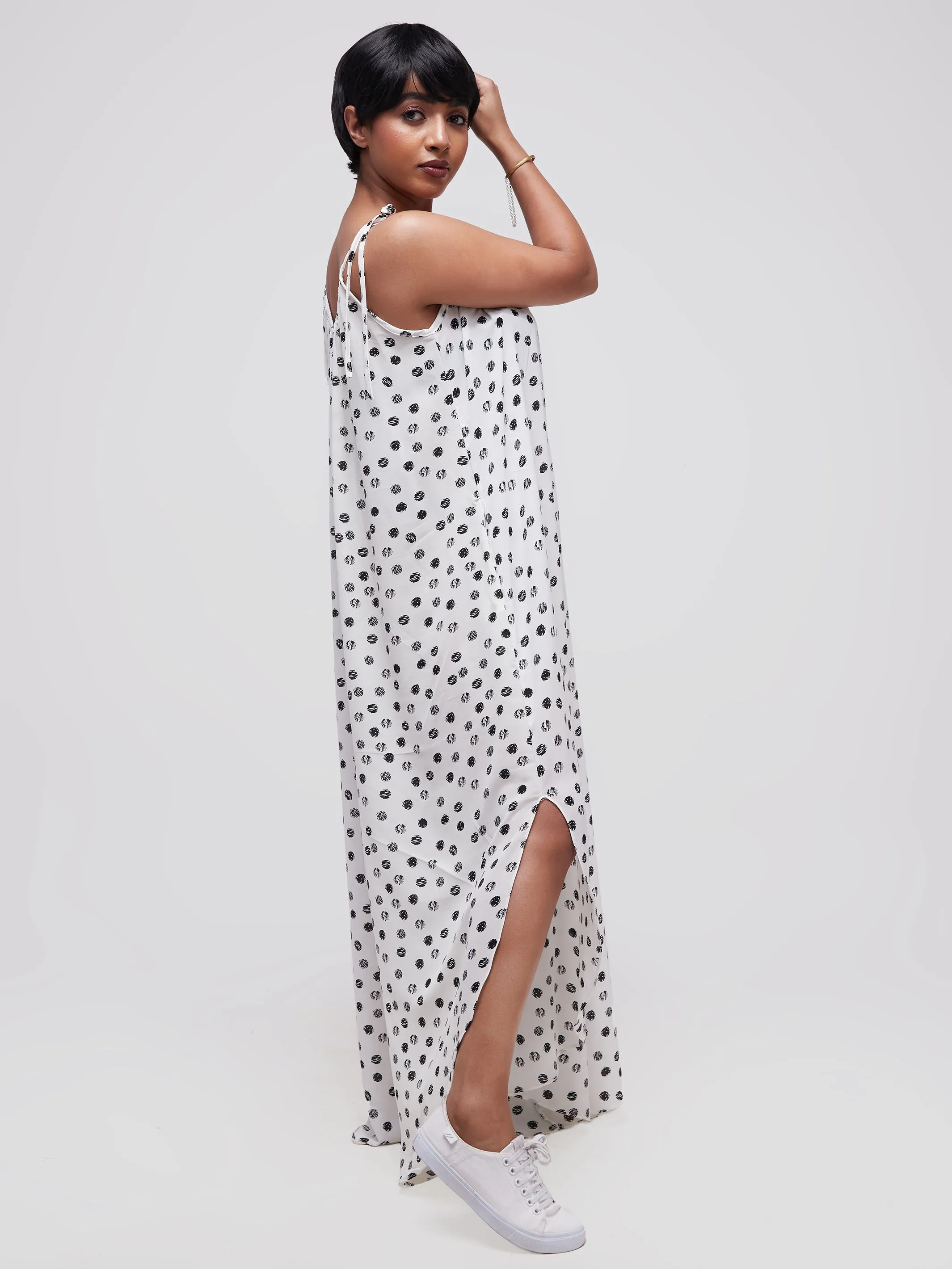 Safari Maisha Strappy Cullote Jumpsuit Coverup - White / Black Print