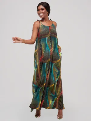 Safari Maisha Strappy Jumpsuit Cover-Up - Blue / Green  Print