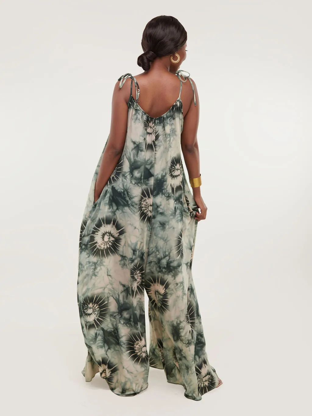 Safari Maisha Strappy Jumpsuit Cover up - Green Print