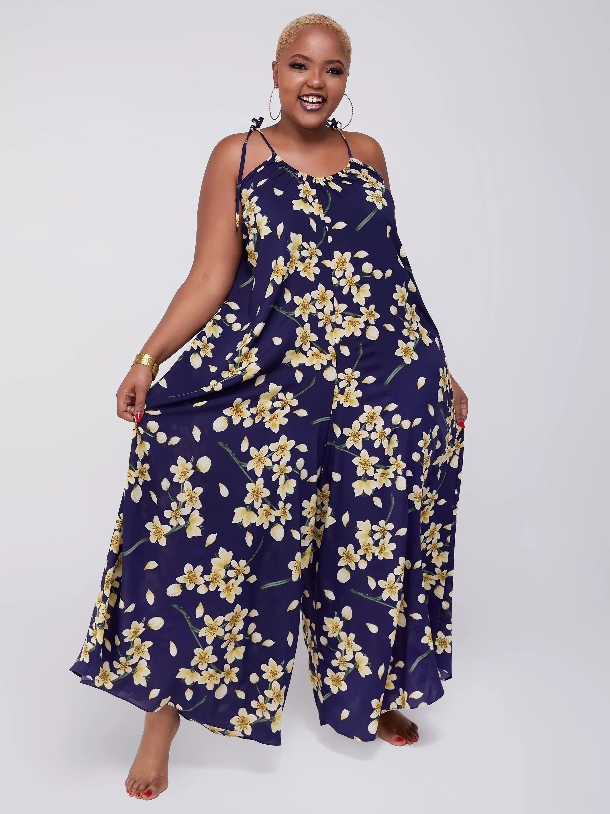 Safari Maisha Strappy Jumpsuit Cover-Up - Purple Floral Print