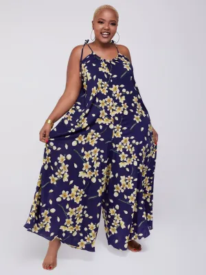 Safari Maisha Strappy Jumpsuit Cover-Up - Purple Floral Print