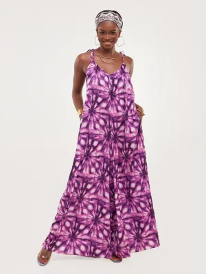 Safari Maisha Strappy Jumpsuit Cover up - Purple Tie Dye Print