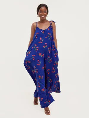 Safari Maisha Strappy Jumpsuit Cover up - Red / Blue Floral Print