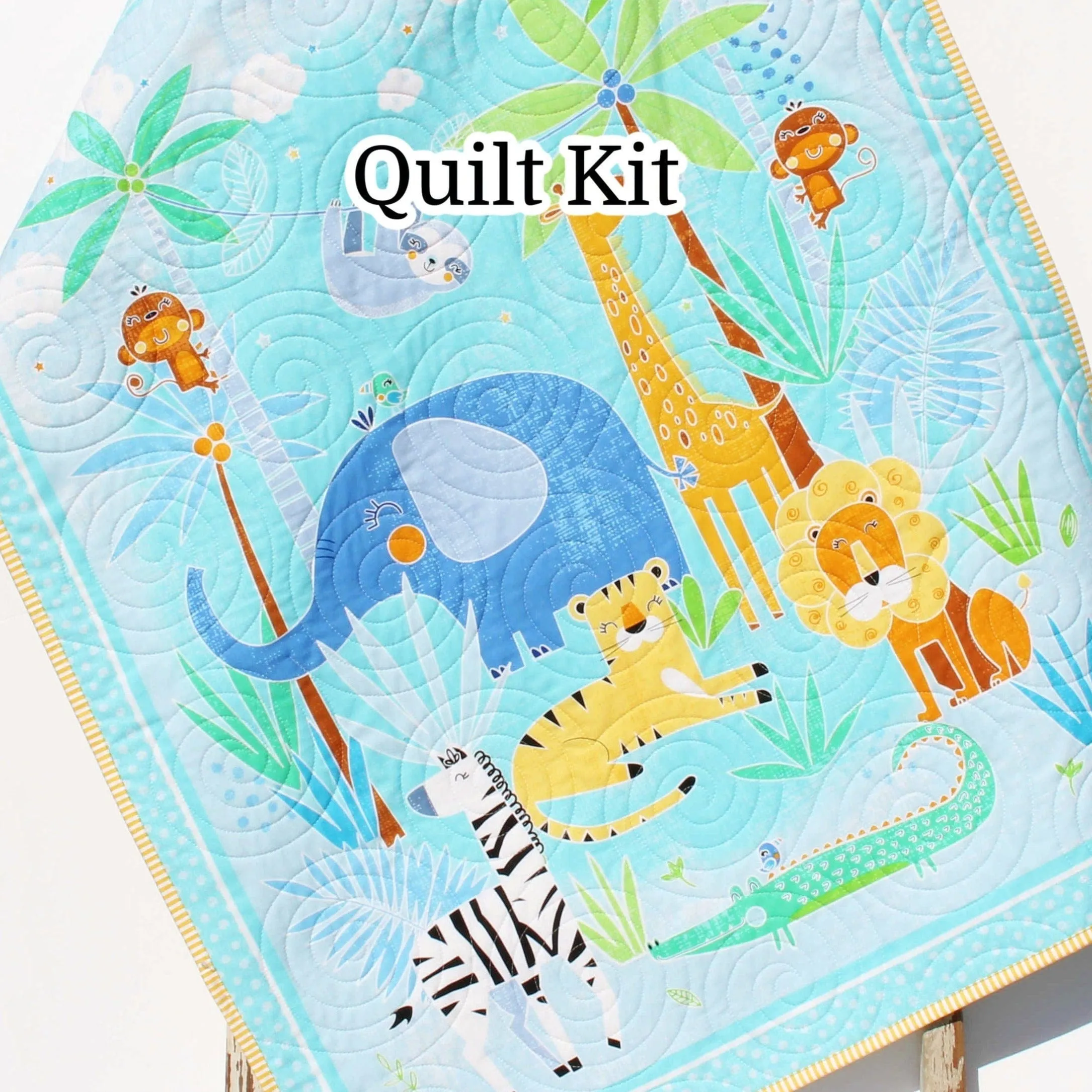 Safari Quilt Kit Jungle Animals Crib Blanket Quilting DIY Sewing Project