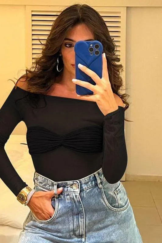 sexy thin one-line collar T-shirt top