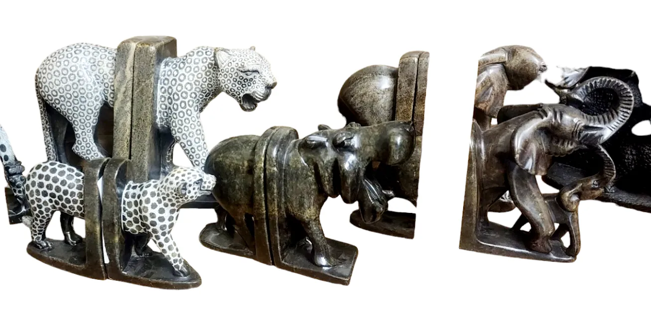 Shona Stone Bookend Leopard | Geri's Bluffing Boutique