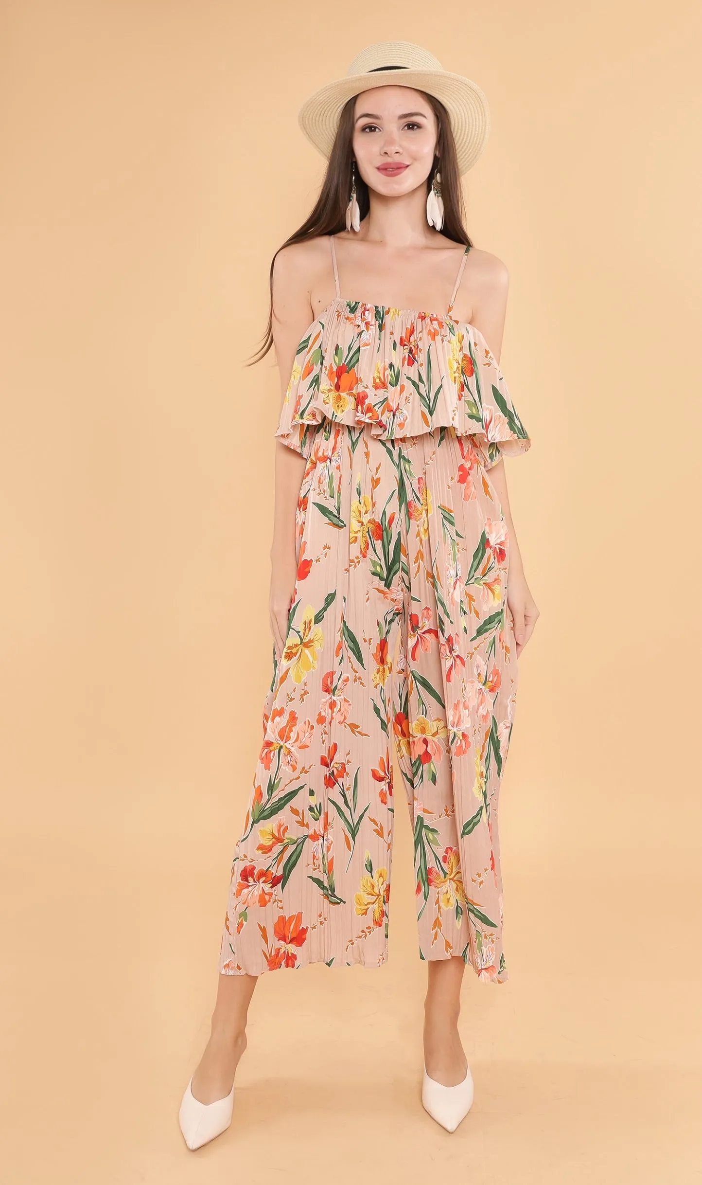 SOLANA Tiered Jumpsuit (Tan)