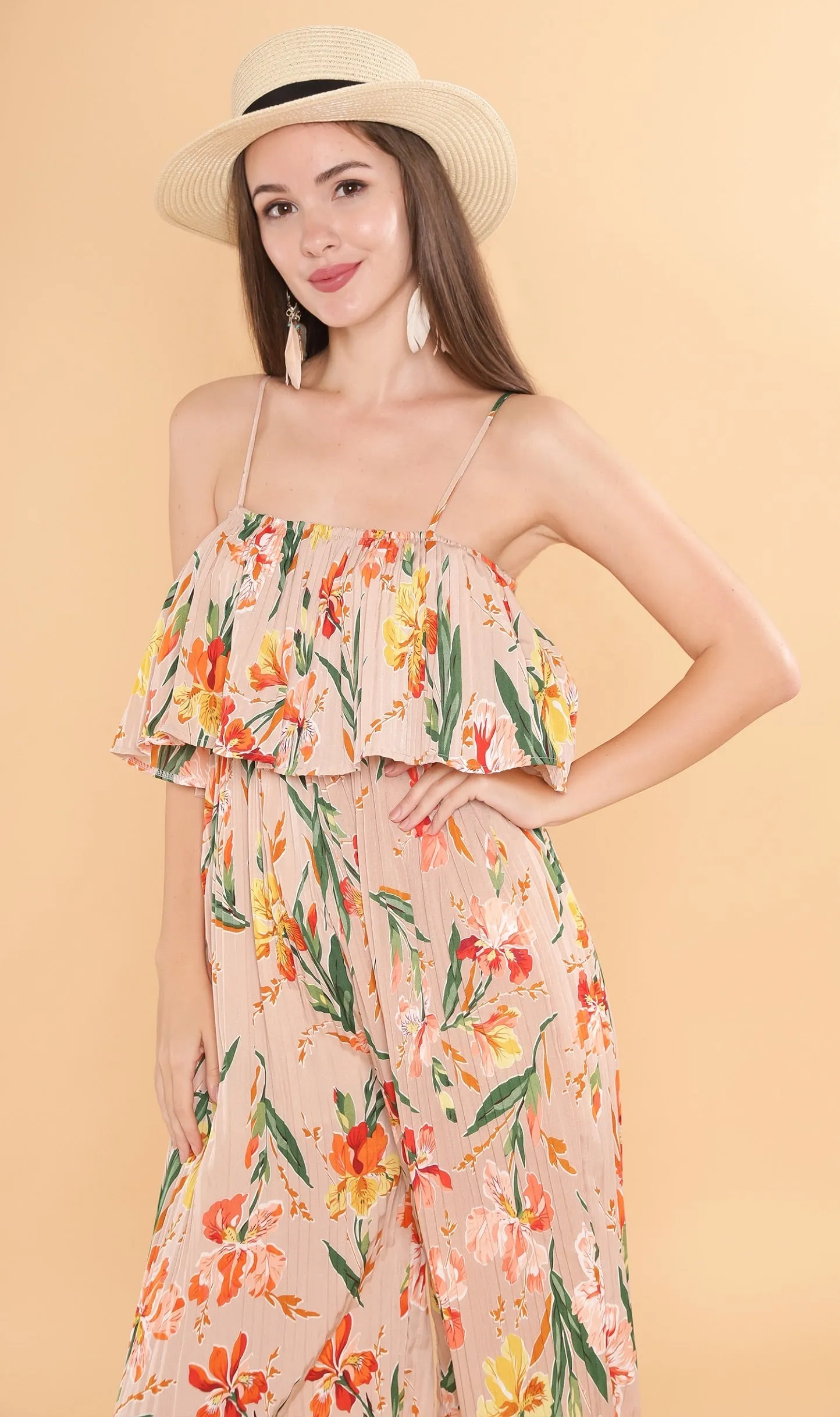 SOLANA Tiered Jumpsuit (Tan)