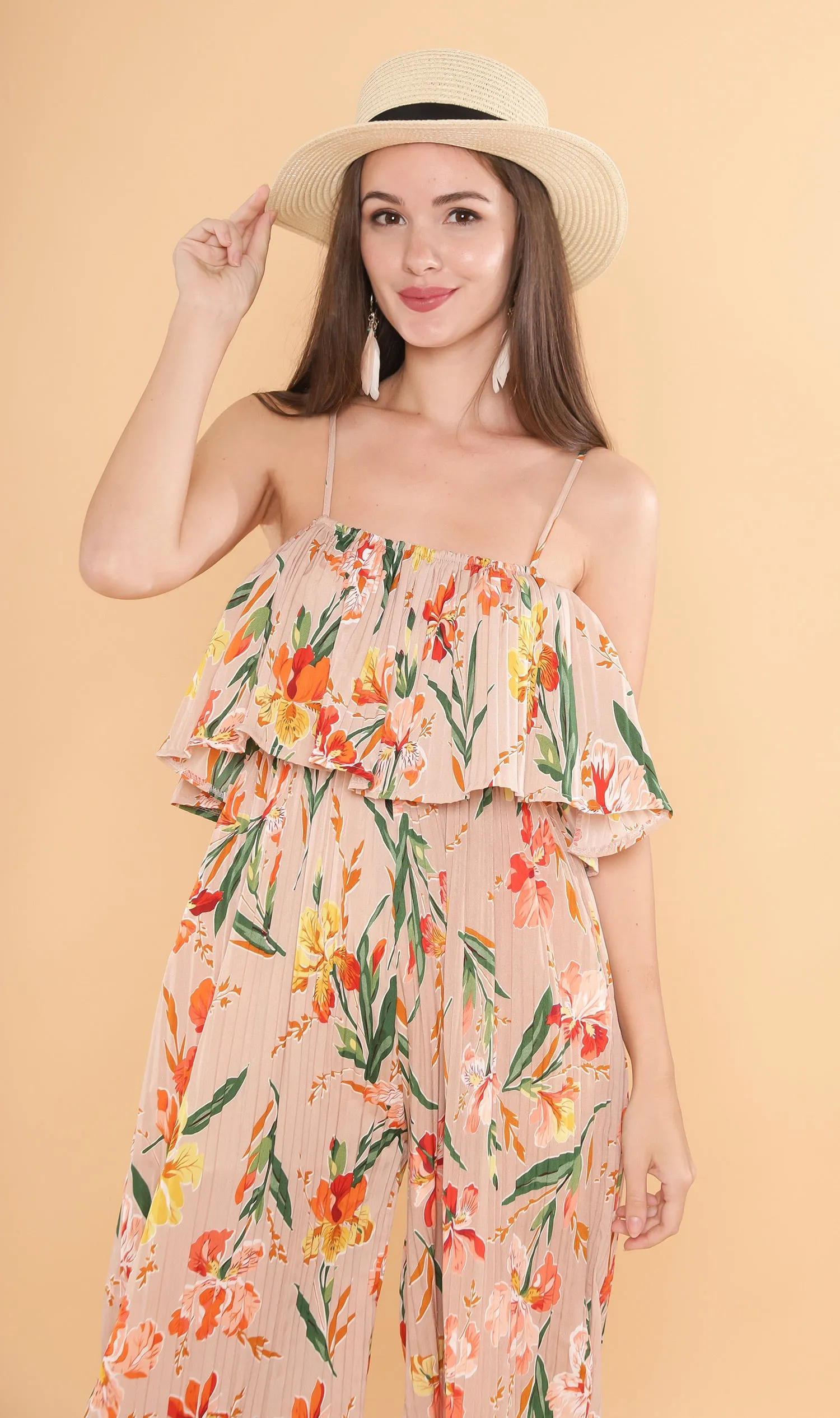SOLANA Tiered Jumpsuit (Tan)