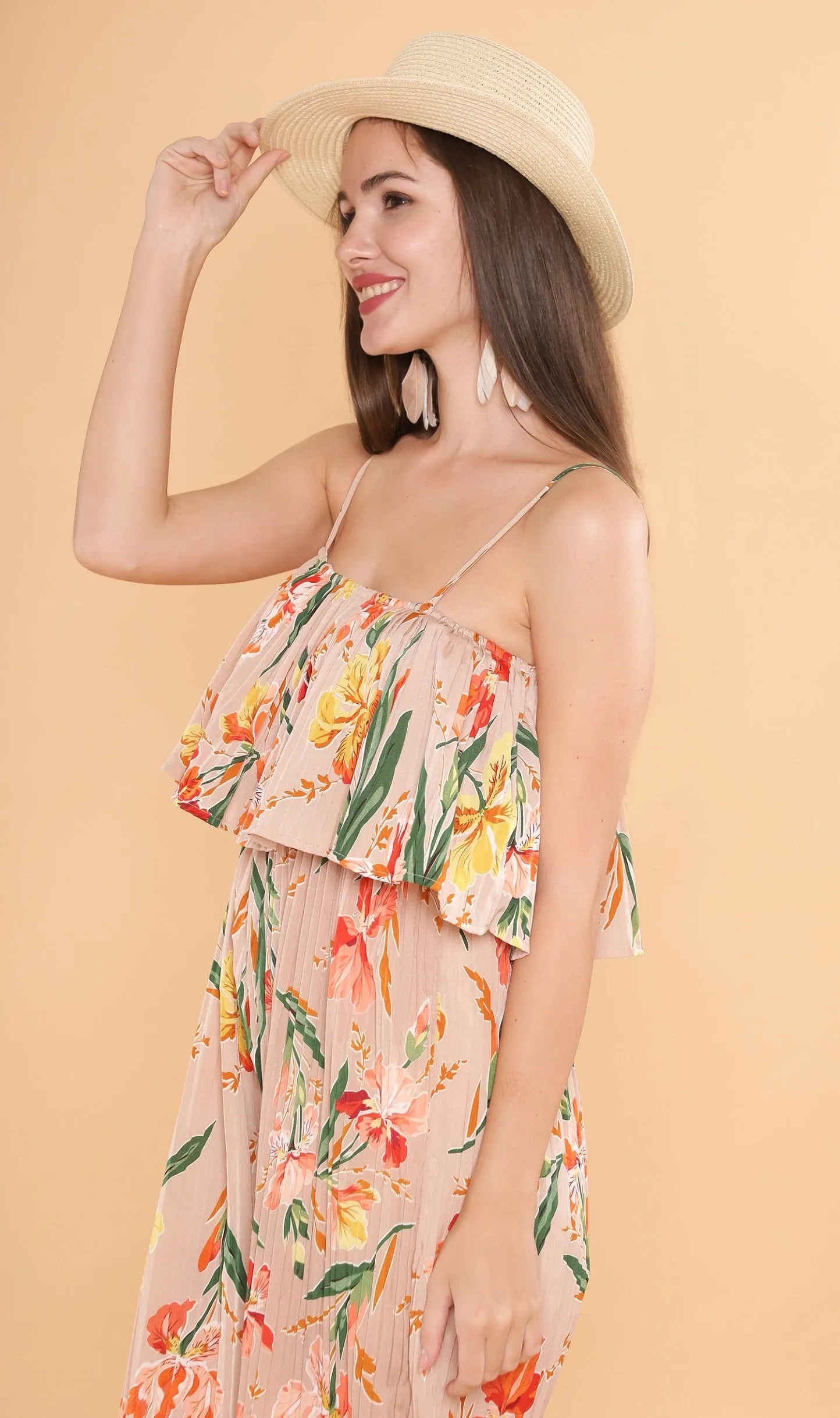 SOLANA Tiered Jumpsuit (Tan)
