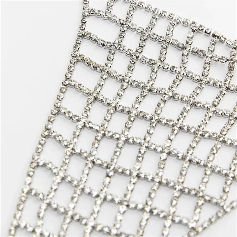 Sparkling Rhinestone Mesh Chest Chain Crystal Sling Bra
