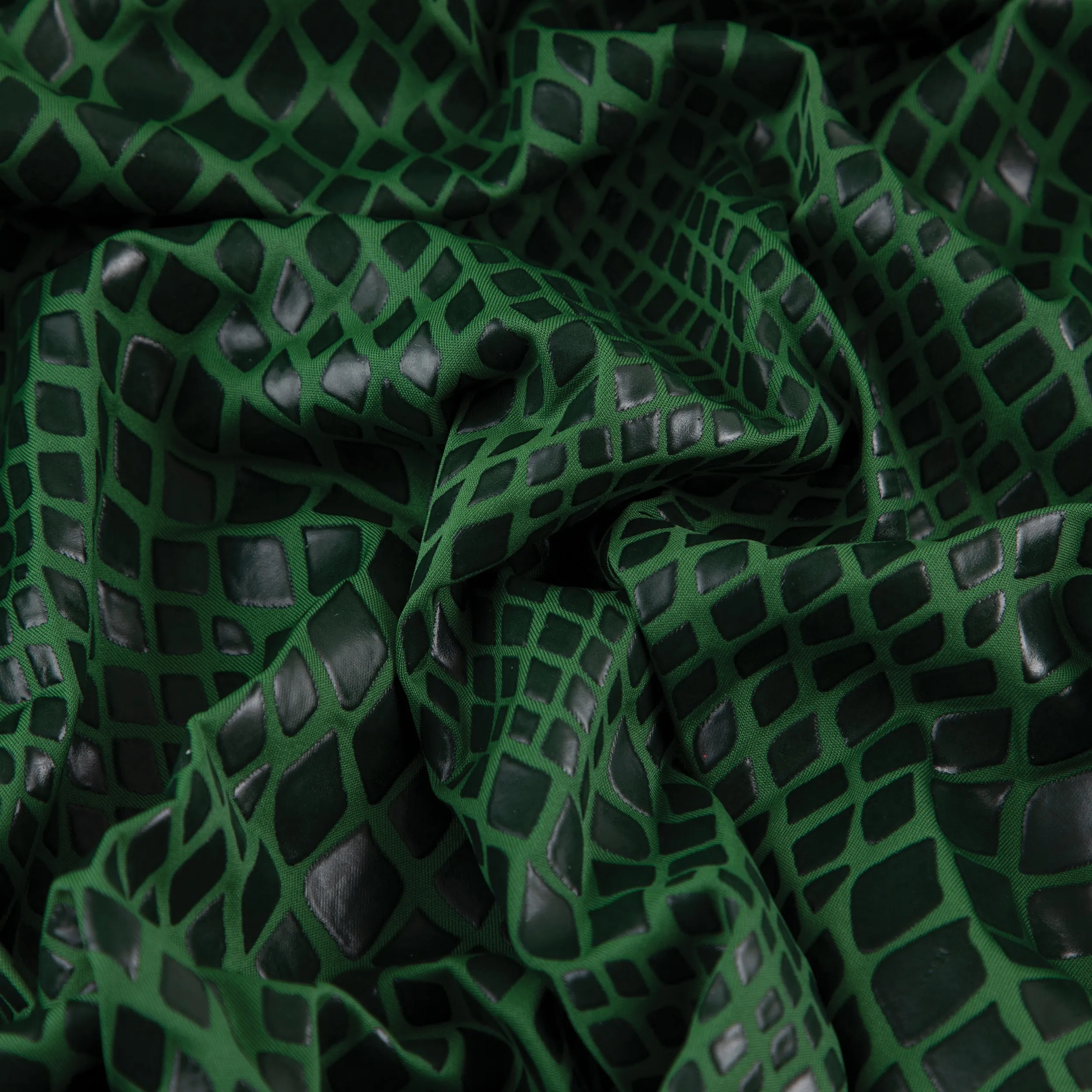 Stretch Fabric, Rubber Python Texture, Green