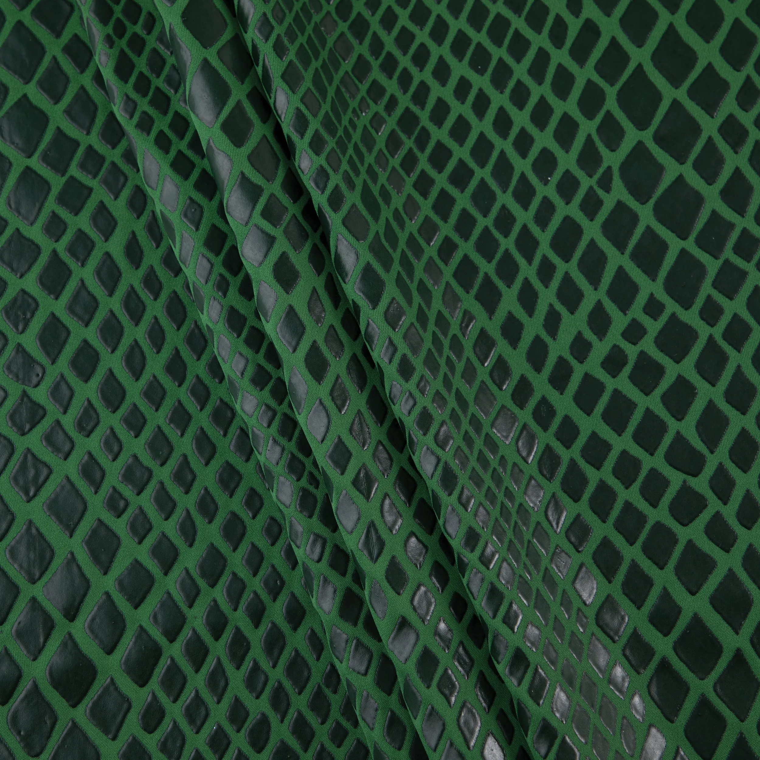 Stretch Fabric, Rubber Python Texture, Green