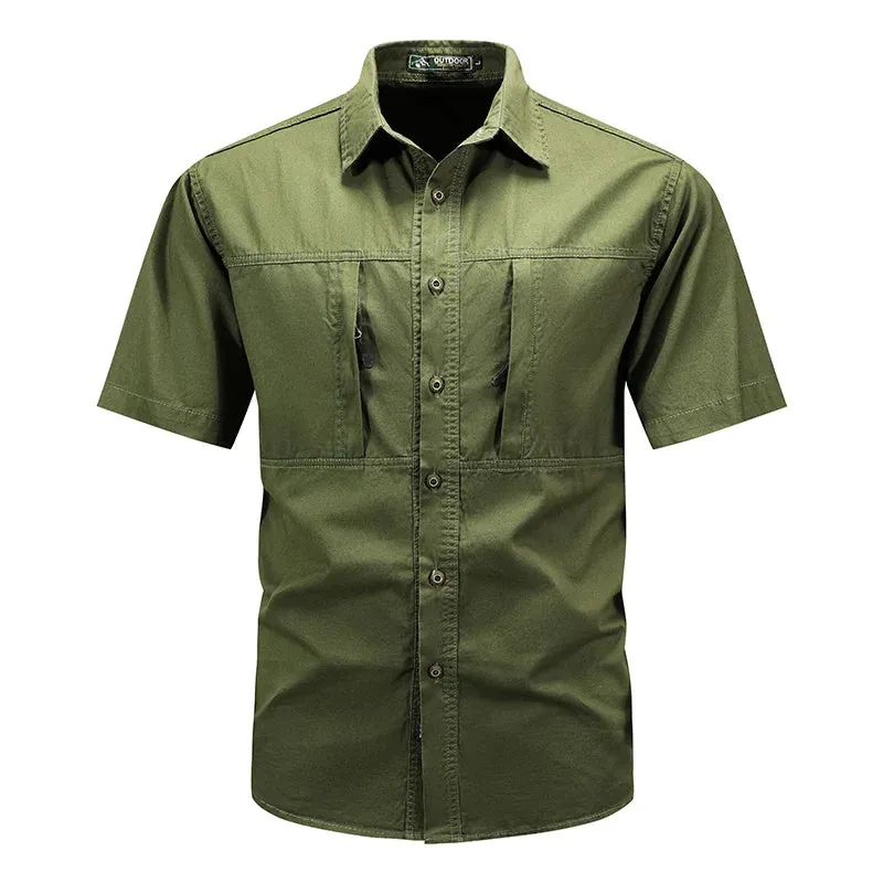 Summer Men Short Sleeve Cargo Breathable Shirt Men Casual Tactic Military Polo Shirt Men Outdoor Camp Hike Safari Work Shirt Top