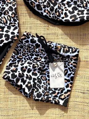 Sunny Swim Shorts - Black and White Animal Print