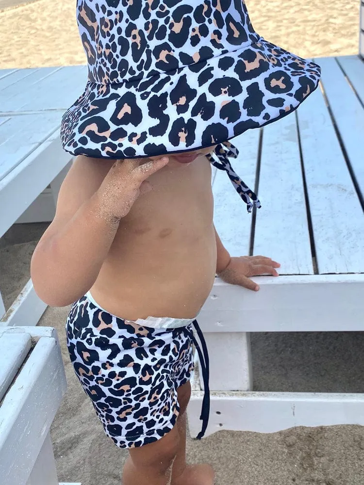 Sunny Swim Shorts - Black and White Animal Print