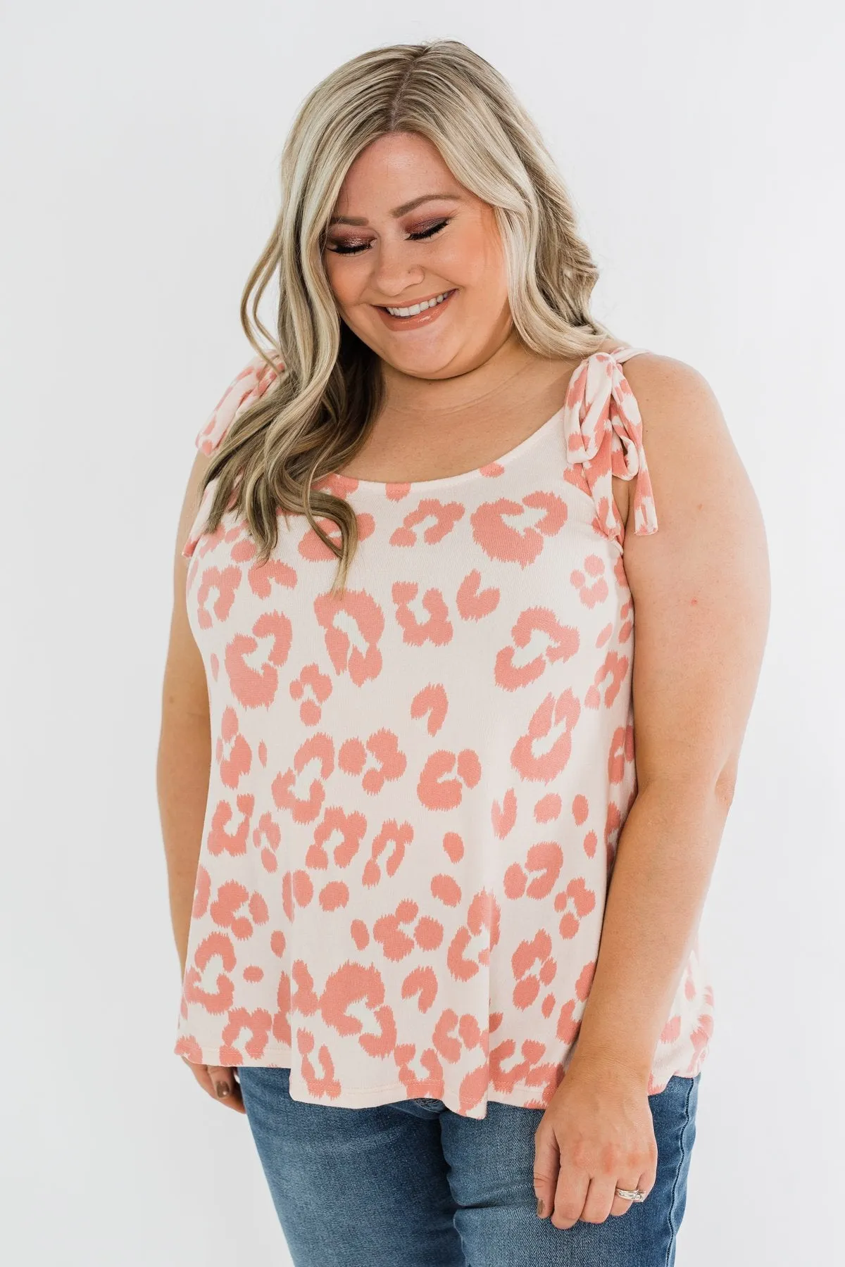 Sweeter Love Leopard Tie Sleeve Top- Blush
