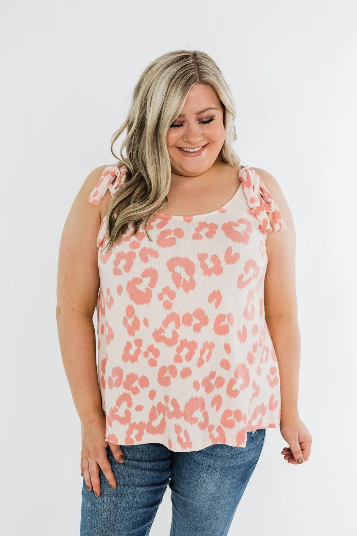 Sweeter Love Leopard Tie Sleeve Top- Blush