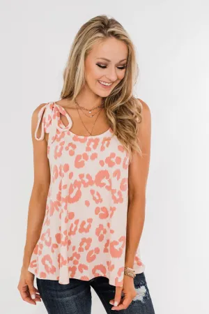 Sweeter Love Leopard Tie Sleeve Top- Blush