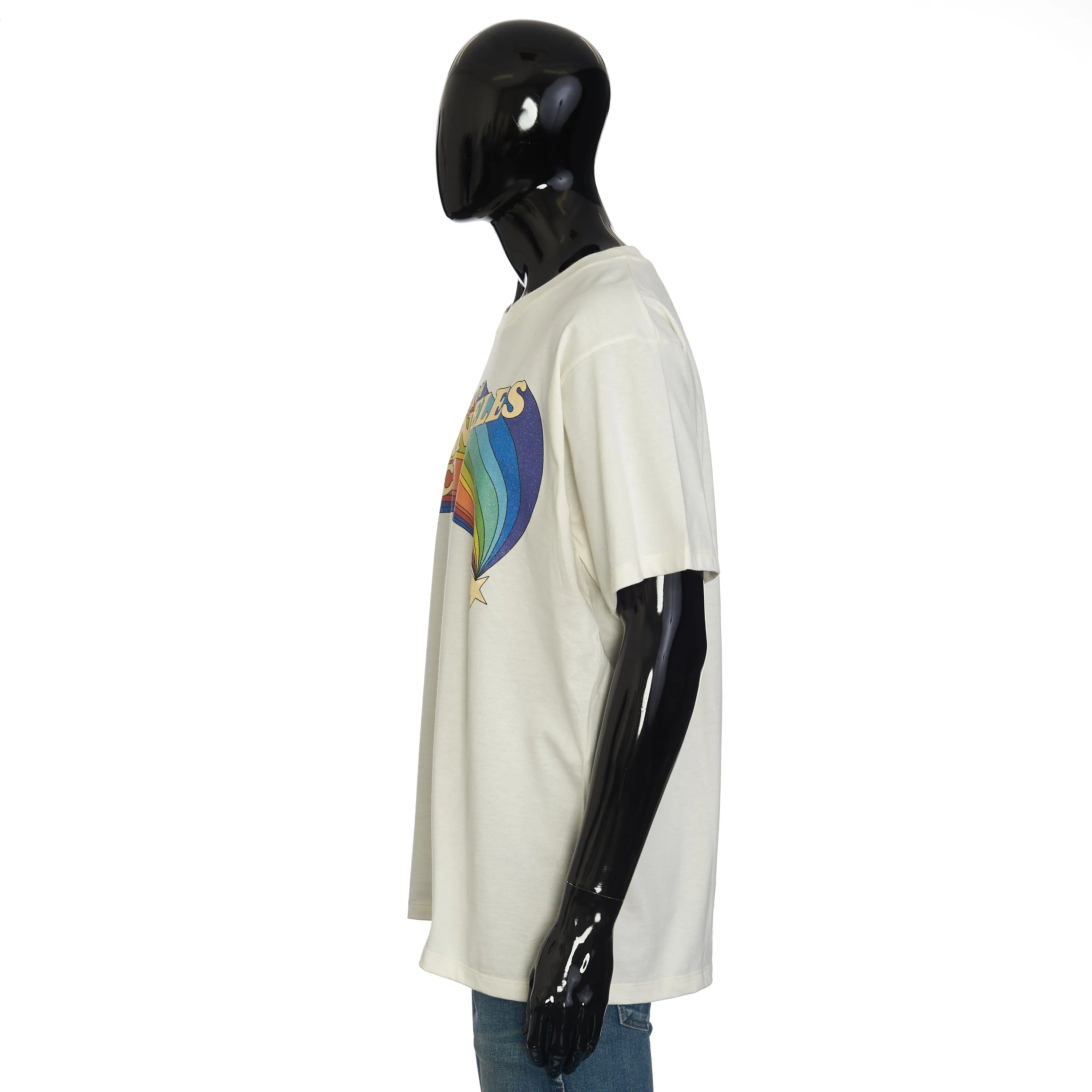 T-shirt With Los Angeles Souvenir Print In White Cotton Jersey