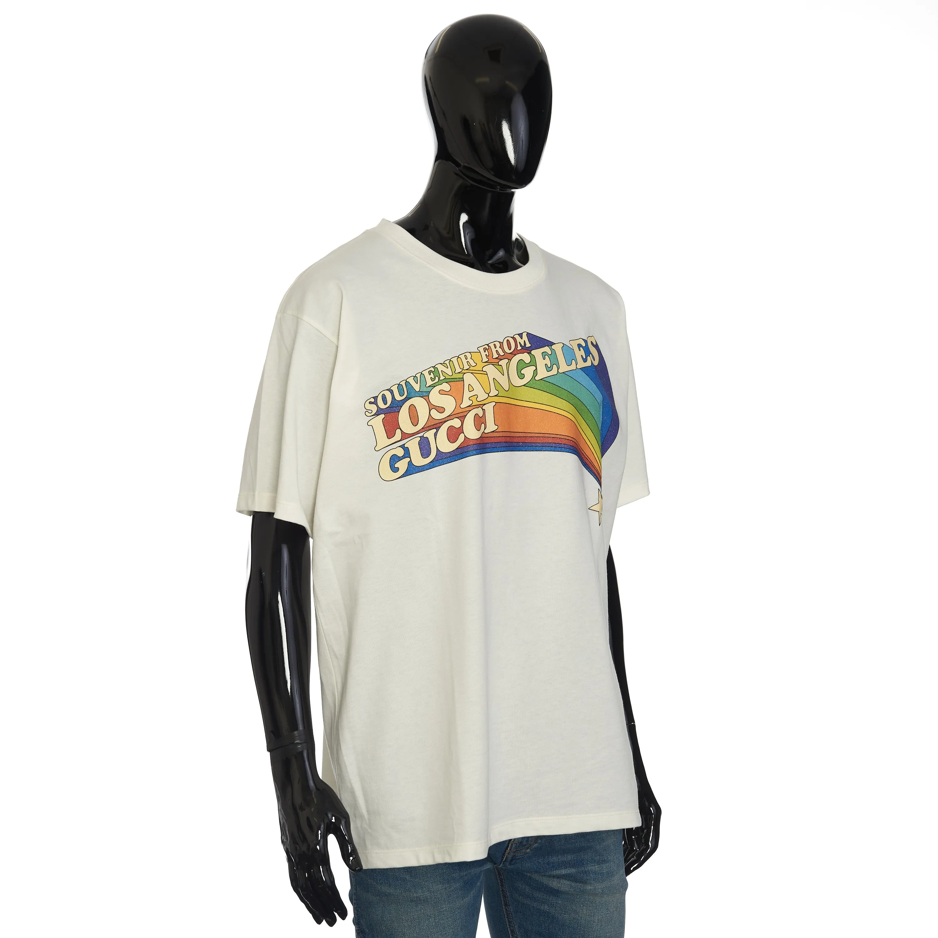 T-shirt With Los Angeles Souvenir Print In White Cotton Jersey
