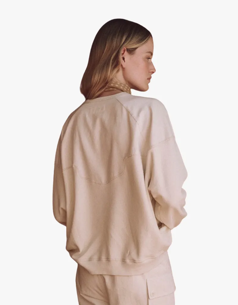 The Great The Western Slouch Sweatshirt in Washed White