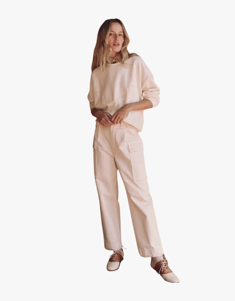 The Great The Western Slouch Sweatshirt in Washed White