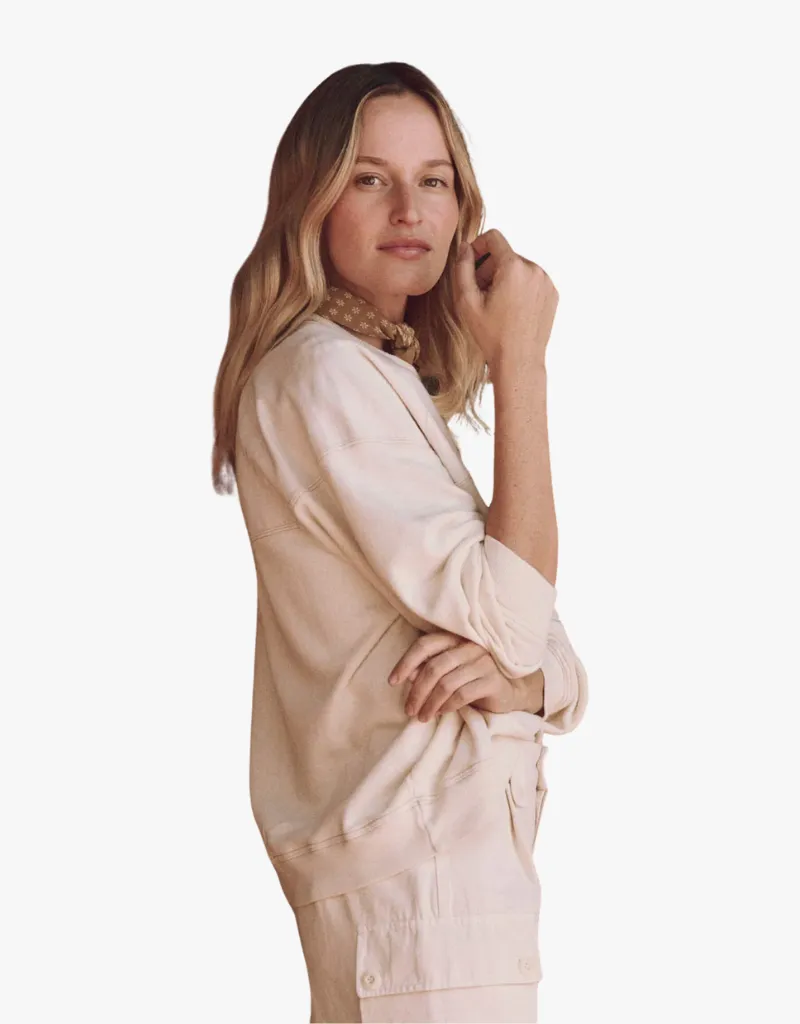 The Great The Western Slouch Sweatshirt in Washed White